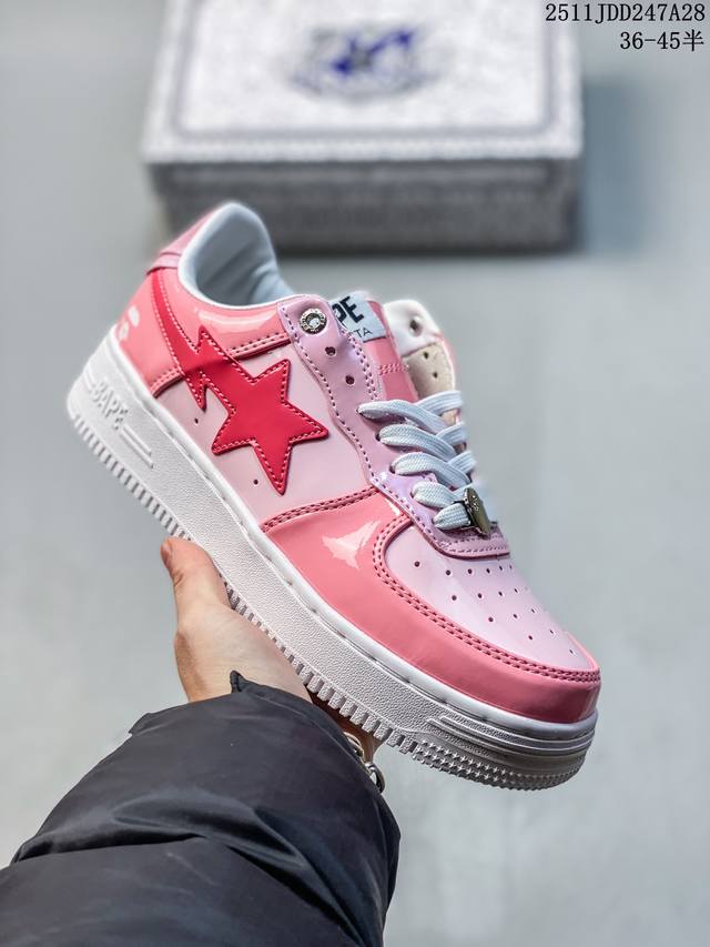 Bape Sta To Low 猿人头经典漆皮低帮运动休闲板鞋 全套原纸板楦头开发 确保原汁原味 市场最完美低趴版型 鞋头弧度高度鞋身弧度 外贸平台指定订单 独