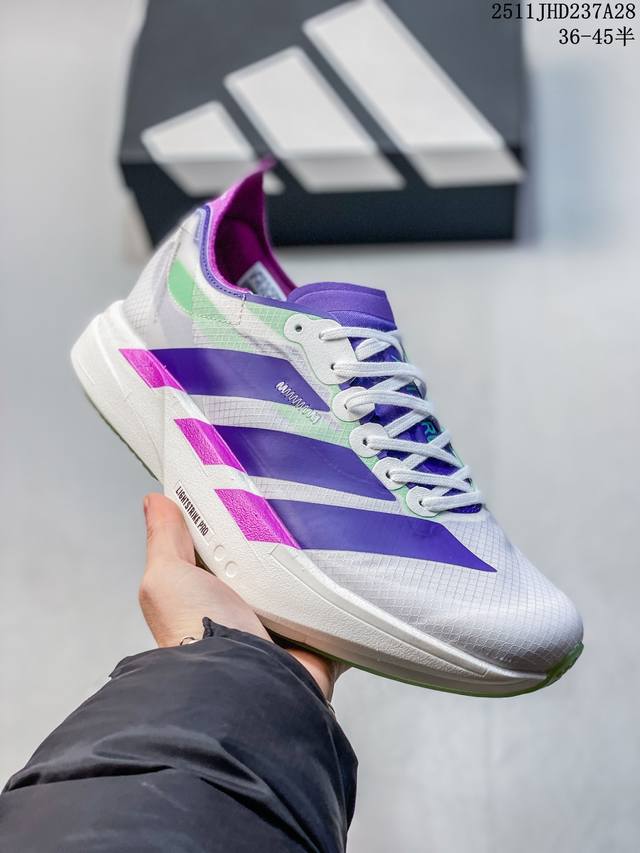 公司级Adidas Adizero Adios pro 4M 马拉松飞线贾卡轻质透气休闲运动跑步鞋 采用双层透气网纱 Flywire动态飞线绑缚鞋面材质 内置Z