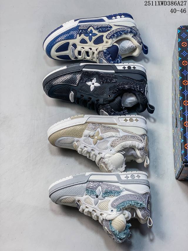 东莞纯原 市面顶级版本 “54款” 驴家Lv Trainer 原版完美楦型 东莞大厂出产 品控胜过市面百分之95 Tpu大底材料。独家底磨 开发费5W+ 质感媲