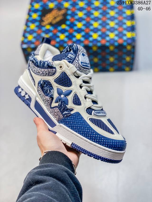 东莞纯原 市面顶级版本 “54款” 驴家Lv Trainer 原版完美楦型 东莞大厂出产 品控胜过市面百分之95 Tpu大底材料。独家底磨 开发费5W+ 质感媲