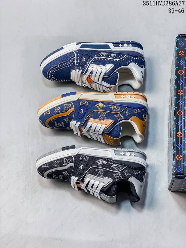 东莞纯原 市售顶级版本 驴家Lv Trainer 原版完美楦型 东莞大厂出产 品控胜过市面百分之95 原版正确Tpu大底 标准原版大底克重152K 独家底磨 实