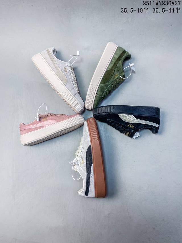 公司级puma Suede platfotm Gold防滑耐磨 彪马低帮经典百搭休闲运动板鞋 货号:366123 01 尺码:35.5 36 37 37.5 3