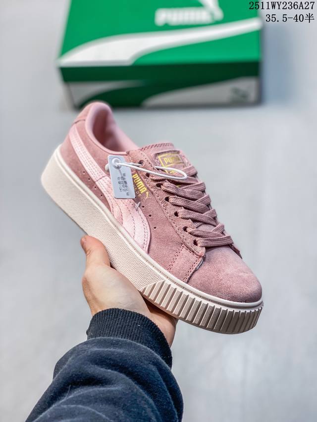 公司级puma Suede platfotm Gold防滑耐磨 彪马低帮经典百搭休闲运动板鞋 货号:366123 01 尺码:35.5 36 37 37.5 3