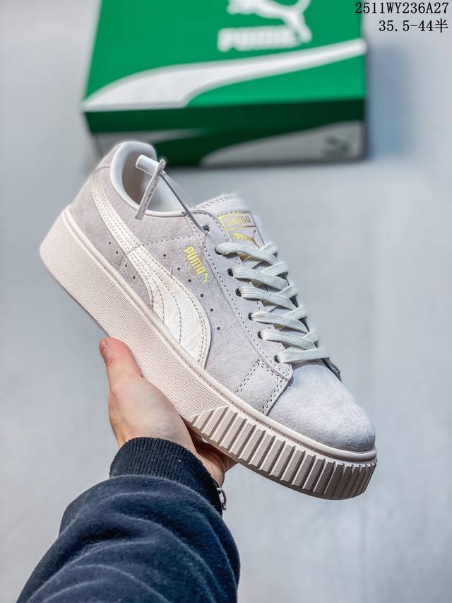 公司级puma Suede platfotm Gold防滑耐磨 彪马低帮经典百搭休闲运动板鞋 货号:366123 01 尺码:35.5 36 37 37.5 3