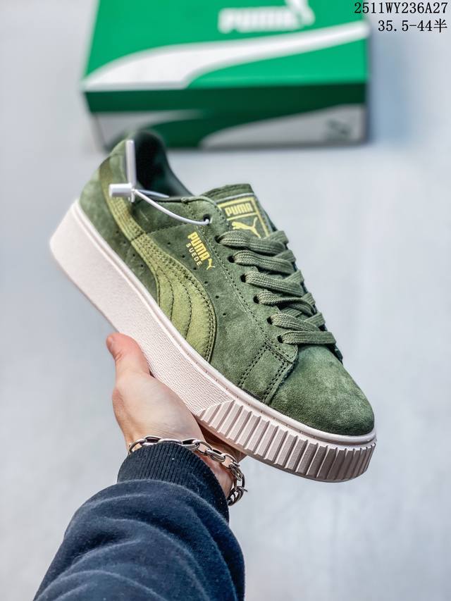 公司级puma Suede platfotm Gold防滑耐磨 彪马低帮经典百搭休闲运动板鞋 货号:366123 01 尺码:35.5 36 37 37.5 3