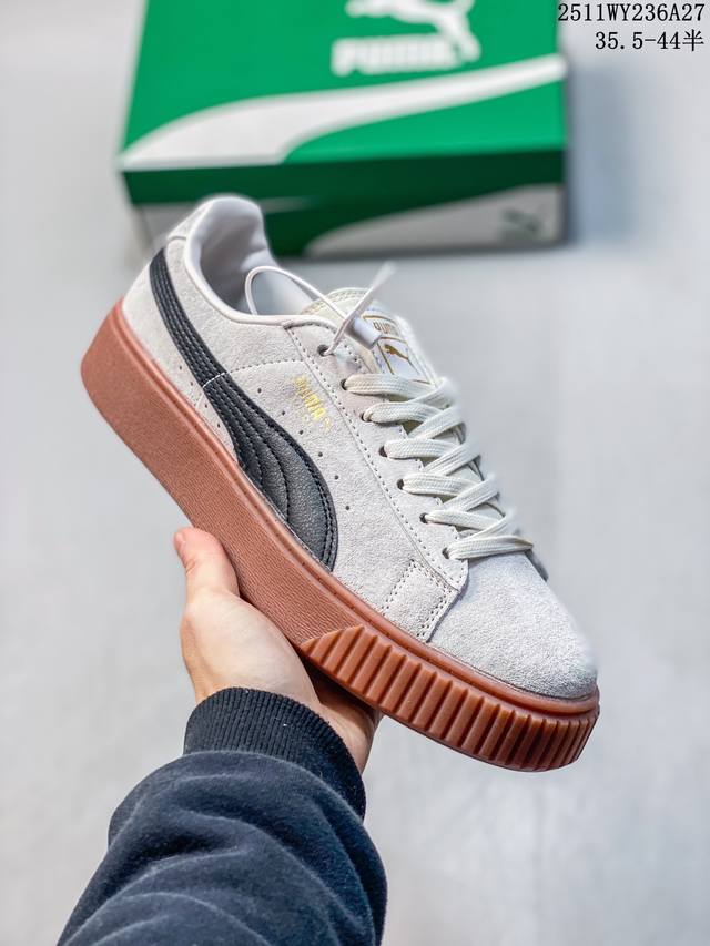 公司级puma Suede platfotm Gold防滑耐磨 彪马低帮经典百搭休闲运动板鞋 货号:366123 01 尺码:35.5 36 37 37.5 3