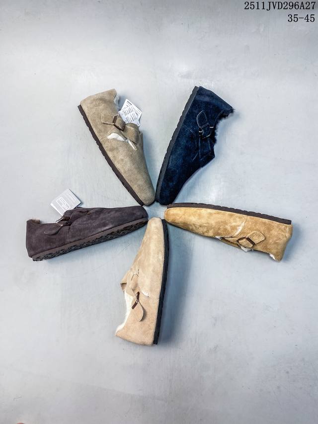 加绒Birkenstock 博肯 纯原“翘头加绒版” 广东原产#采用质地柔软牛皮绒面革植入羊羔毛鞋垫和里衬材质 #中底搭载缓震软木橡胶 #纯色羊毛内里，保暖不乏