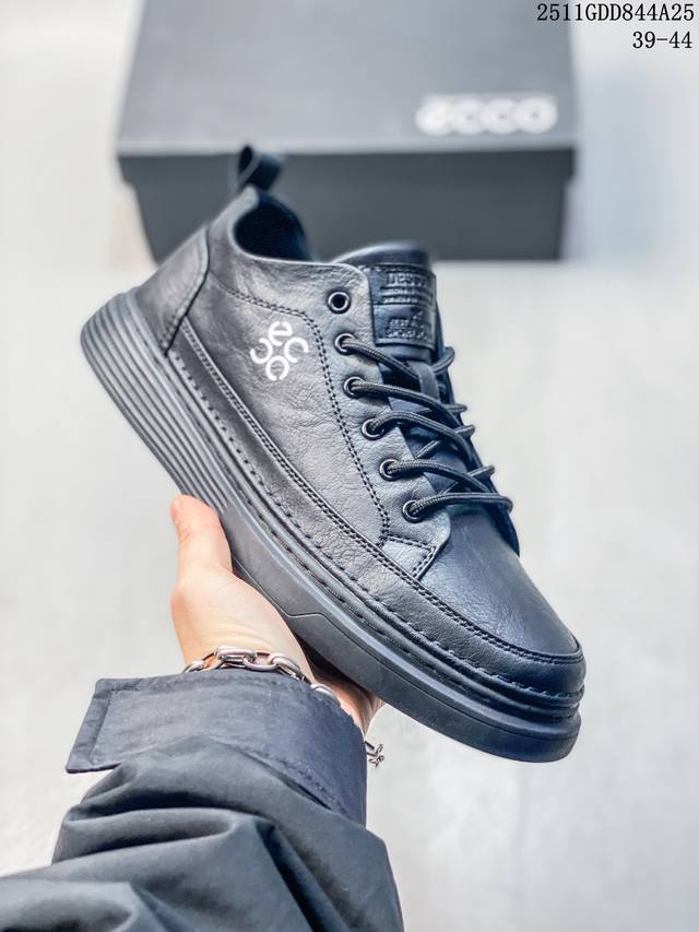 Ecco 原盒爱步官方广东1比1货源 2025最新款 新一代Ecco男鞋 时尚正装男士板鞋 专柜同步高端时尚潮流男鞋、进口牛皮 内里猪皮 耐磨防滑橡胶大底 一流