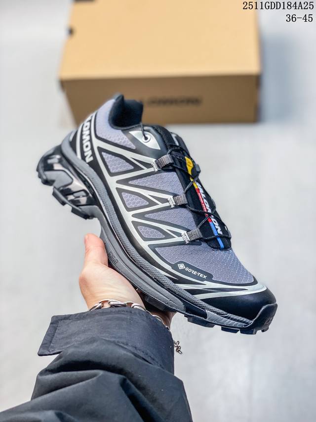 Salomon Xa pro Xt-6萨洛蒙户外越野跑鞋 鞋面采用Sensifit贴合技术 全方位贴合包裹脚型 鞋跟部鞋底牵引设计 提供强大的抓地性能 更适应野
