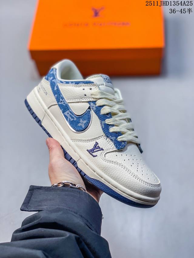 Nike Sb Dunk Low“ Lv联名 米蓝牛仔勾” 周年高端定制 低帮休闲板鞋 定制鞋盒 大厂纯原品质出货 超高清洁度 皮料切割干净无任何毛边 细节完美
