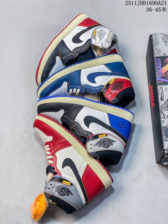 Aj1高邦Un36-45头层拼接放店120元 联名升级版 同价位最强性价比版本 升级大飞翼 头层拼接 附赠三幅鞋带 11Jdd1690A21