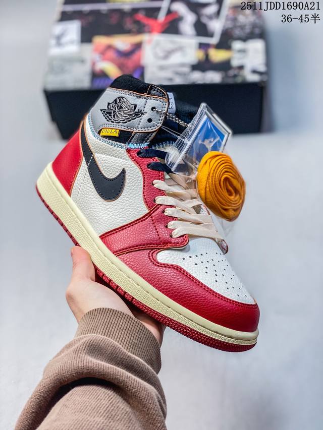 Aj1高邦Un36-45头层拼接放店120元 联名升级版 同价位最强性价比版本 升级大飞翼 头层拼接 附赠三幅鞋带 11Jdd1690A21