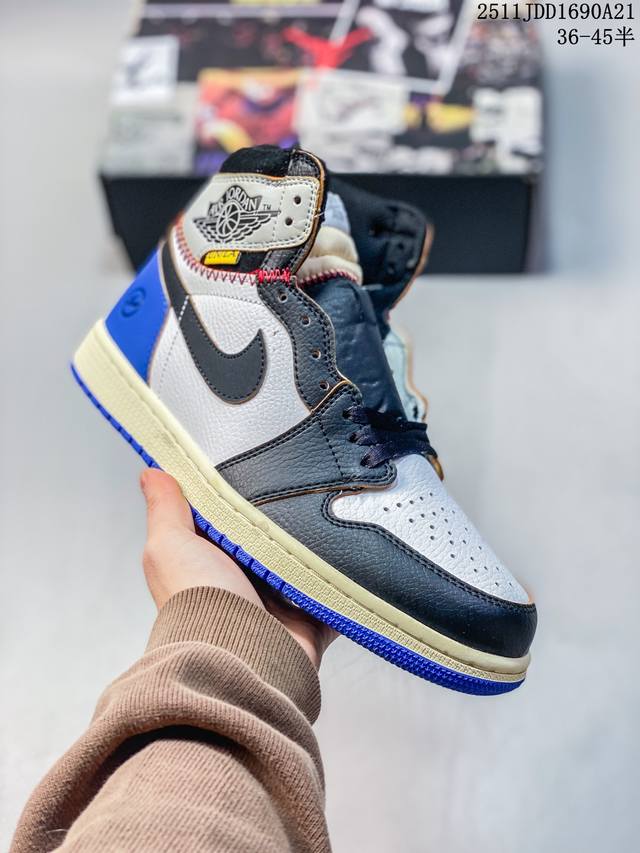 Aj1高邦Un36-45头层拼接放店120元 联名升级版 同价位最强性价比版本 升级大飞翼 头层拼接 附赠三幅鞋带 11Jdd1690A21