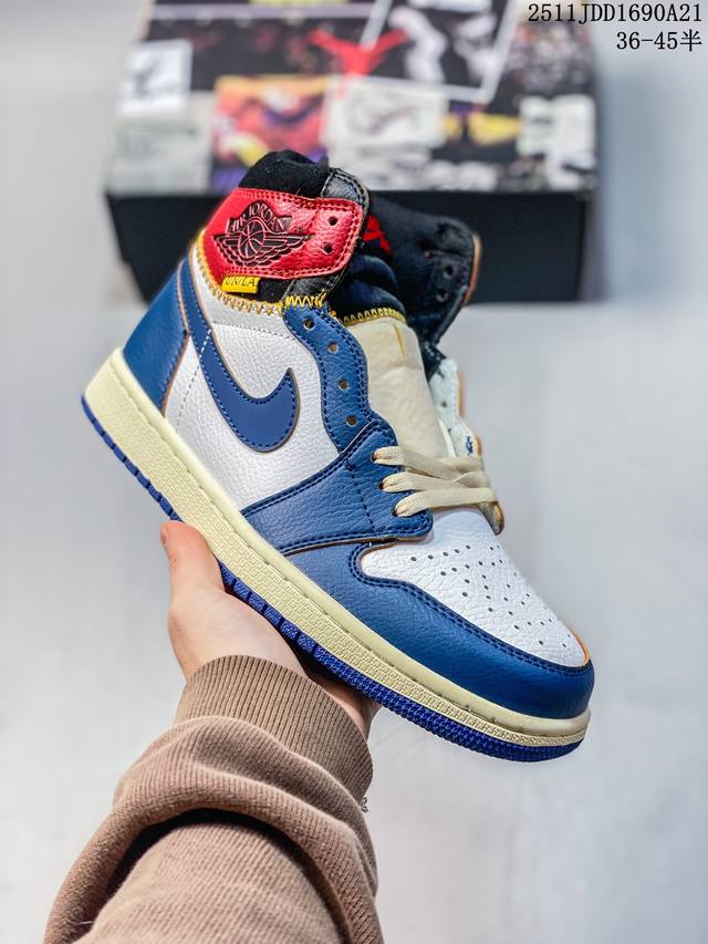 Aj1高邦Un36-45头层拼接放店120元 联名升级版 同价位最强性价比版本 升级大飞翼 头层拼接 附赠三幅鞋带 11Jdd1690A21