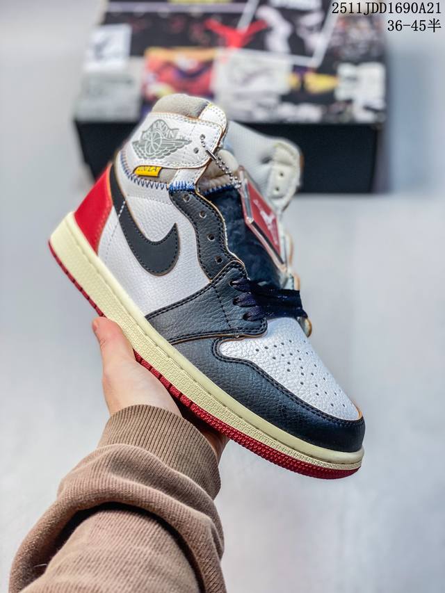 Aj1高邦Un36-45头层拼接放店120元 联名升级版 同价位最强性价比版本 升级大飞翼 头层拼接 附赠三幅鞋带 11Jdd1690A21