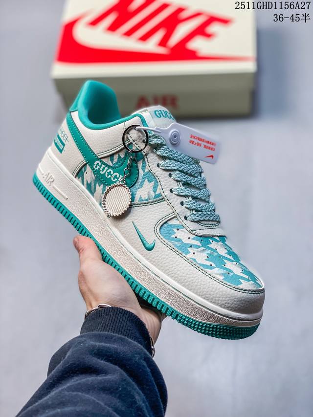 海外限量发售！公司级Nike Air Force 1 '07 Low “古驰联名 薄荷绿”空军一号 低帮 运动鞋 休闲鞋 折边针车 工艺难度大 原楦头原纸板 原