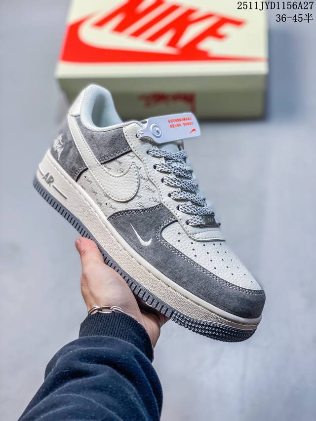 海外限量发售！公司级Nike Air Force 1 '07 Low “斯图西 简约灰”空军一号 低帮 运动鞋 休闲鞋 折边针车 工艺难度大 原楦头原纸板 原装