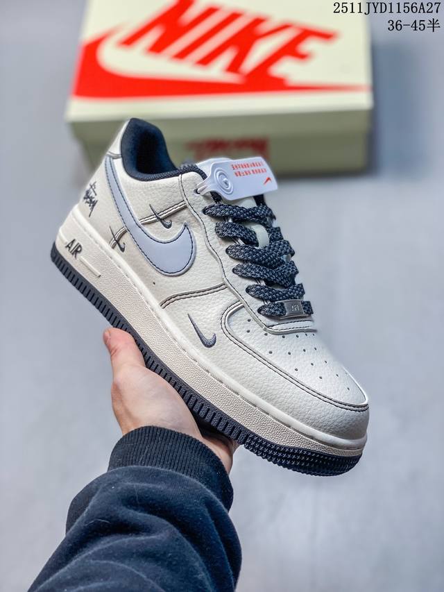 海外限量发售！公司级Nike Air Force 1 '07 Low “斯图西 简约灰”空军一号 低帮 运动鞋 休闲鞋 折边针车 工艺难度大 原楦头原纸板 原装