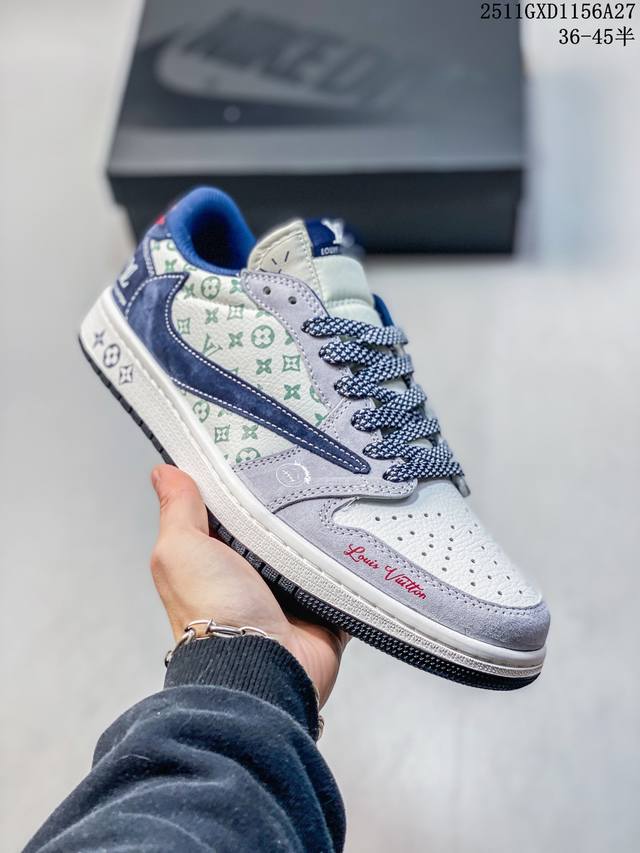 海外爆款限量发售！Travis Scott X Fragment Design X Jordan Air Jordan 1 Low Og Sp “Lv联名 会蓝