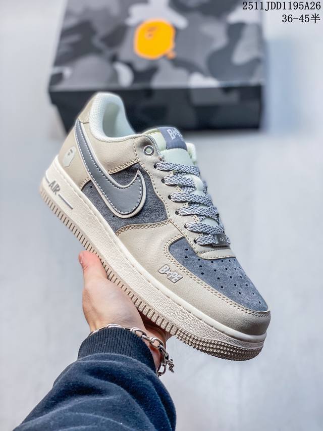 斯图西联名 蓝白金典配色加上绑带设计舒适融合，海外限量发售！公司级Nike Air Force 1 ‘07 Low 空军一号 低帮 运动鞋 休闲鞋 折边针车 工