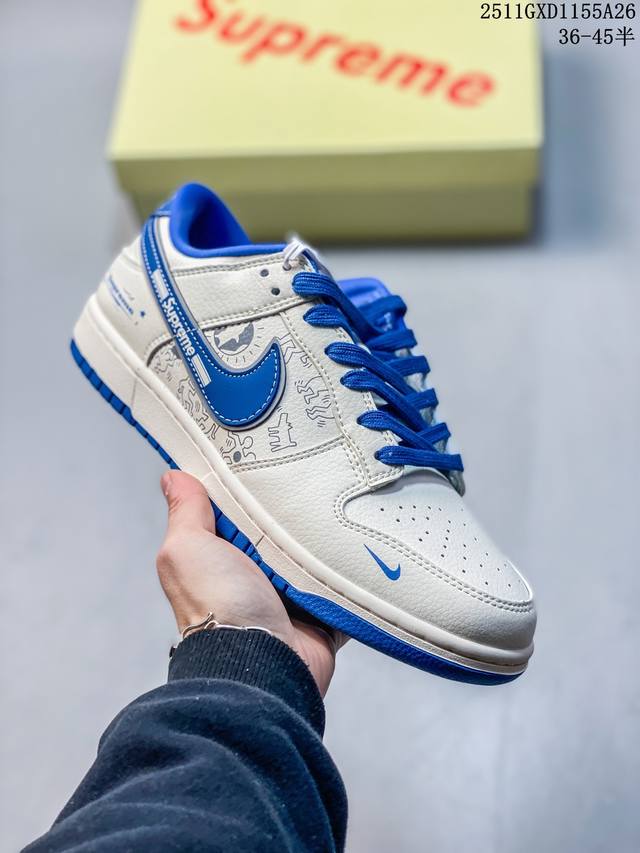 海外爆款限量发售！高端定制Nike Sb Dunk Low “Superme联名------奶白蓝渡鸦” 高端定制 低帮休闲板鞋 定制鞋盒 大厂纯原品质出货 超