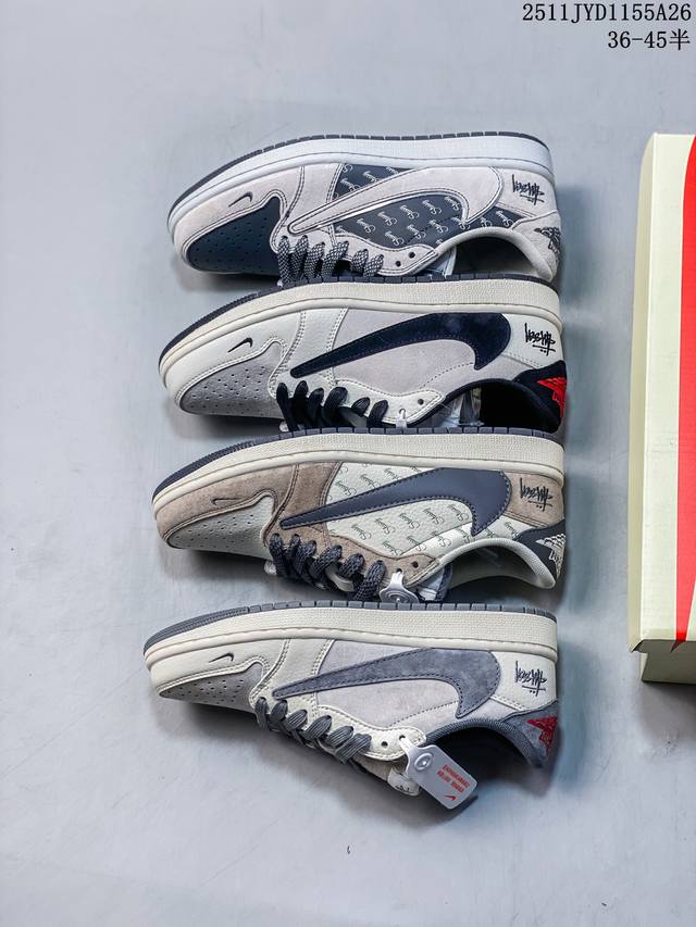 Travis Scott X Fragment Design X Jordan Air Jordan 1 Low Og Sp “斯图西联名 米白碳黑” 多方联名