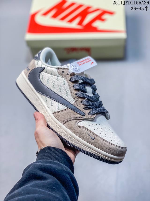 Travis Scott X Fragment Design X Jordan Air Jordan 1 Low Og Sp “斯图西联名 米白碳黑” 多方联名