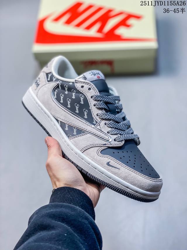 Travis Scott X Fragment Design X Jordan Air Jordan 1 Low Og Sp “斯图西联名 米白碳黑” 多方联名