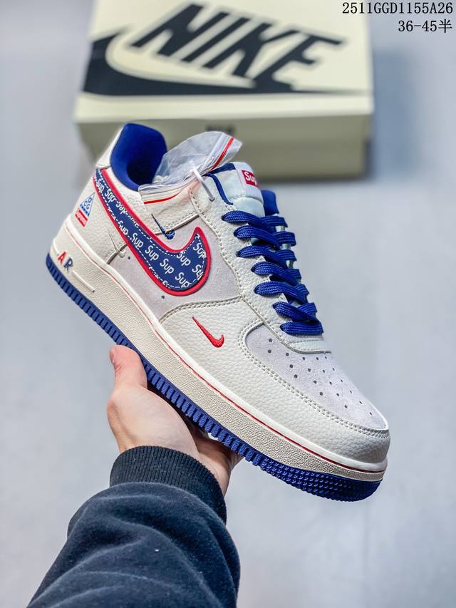 海外限量发售！公司级Nike Air Force 1 '07 Low “北面联名--米黑灰”空军一号 低帮 运动鞋 休闲鞋 折边针车 工艺难度大 原楦头原纸板