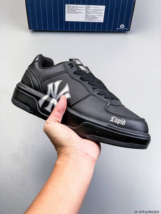 公司级！Mlb Chunky Liner 厚底休闲跑步鞋 Ny印花 牛皮材质运动鞋 1129861S30
