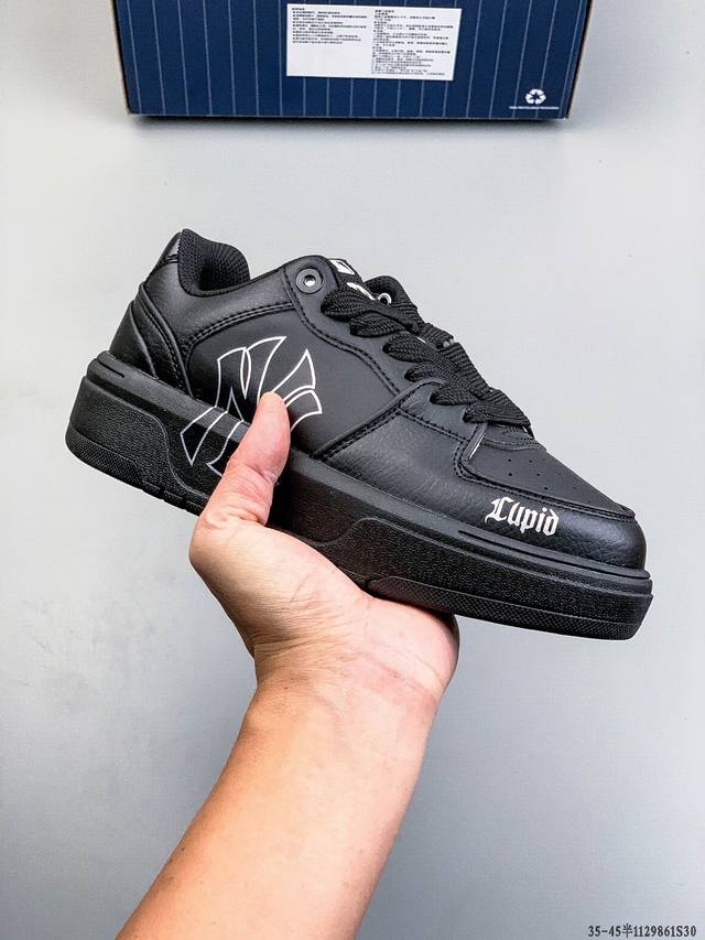 公司级！Mlb Chunky Liner 厚底休闲跑步鞋 Ny印花 牛皮材质运动鞋 1129861S30