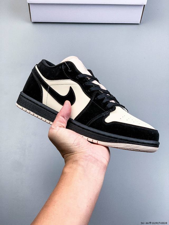 耐克Nike Air Jordan 1 Low Aj1乔1 低帮潮流缓运动休闲板鞋。Aj1 低帮拼接 完美版型真头层牛皮# 内置缓震气垫 原鞋开模 拒绝公底 购