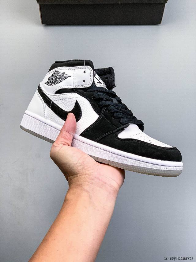 头层真标！耐克Nike Air Jordan 1 Mid Aj1乔丹一代中帮经典复古文化休闲运动篮球鞋 1129481X26