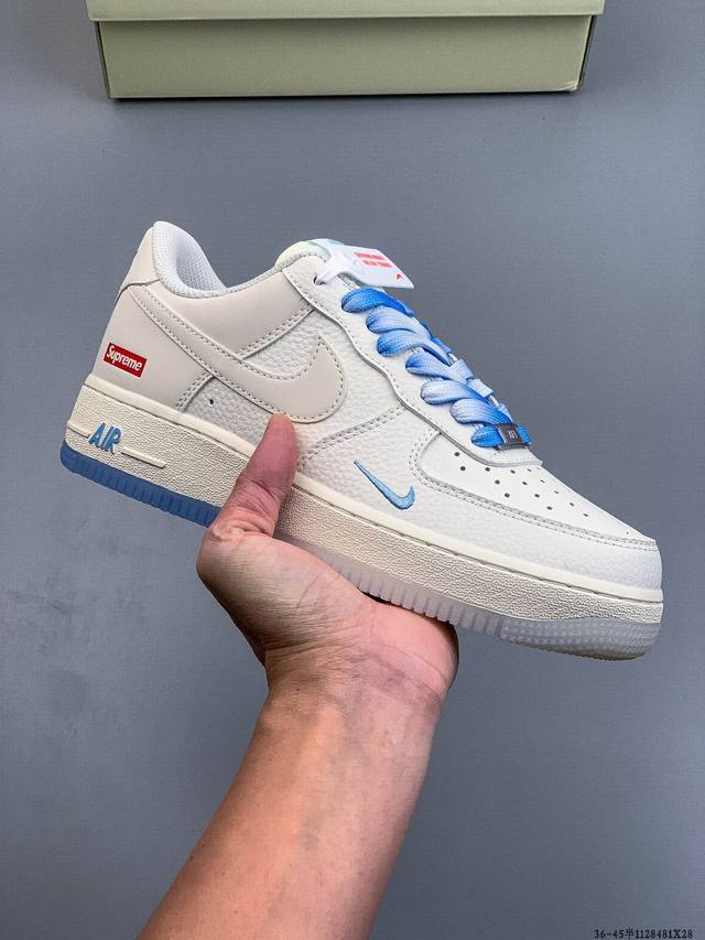 原楦数据纸版，采用硬质优质皮革鞋面材质，内置全掌Air Sole气垫。耐克 Nike Air Force 1 Low 空军一号低帮百搭休闲运动板鞋 112848