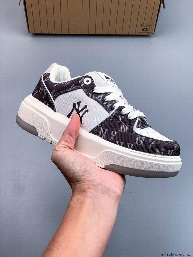 公司级！Mlb Chunky Liner 加绒 厚底休闲跑步鞋 Ny印花 牛皮材质运动鞋 1128972F26