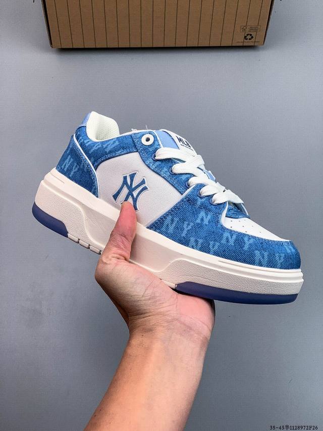 公司级！Mlb Chunky Liner 加绒 厚底休闲跑步鞋 Ny印花 牛皮材质运动鞋 1128972F26