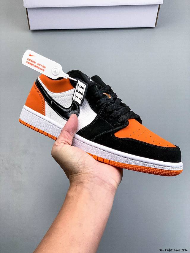 公司级头层！耐克Nike Air Jordan 1 Low Aj1 乔1 低帮潮流运动休闲板鞋。Aj1 低帮拼接 完美版型真头层牛皮# 内置缓震气垫 原鞋开模