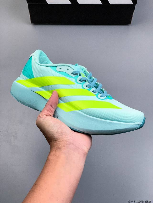 Adidas Adizero Evo Sl M马拉松飞线贾卡轻质透气休闲运动跑步鞋 采用双层透气网纱 Flywire动态飞线绑缚鞋面材质 内置Zoom小气垫装置