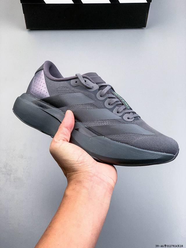 Adidas Adizero Evo Sl M马拉松飞线贾卡轻质透气休闲运动跑步鞋 采用双层透气网纱 Flywire动态飞线绑缚鞋面材质 内置Zoom小气垫装置