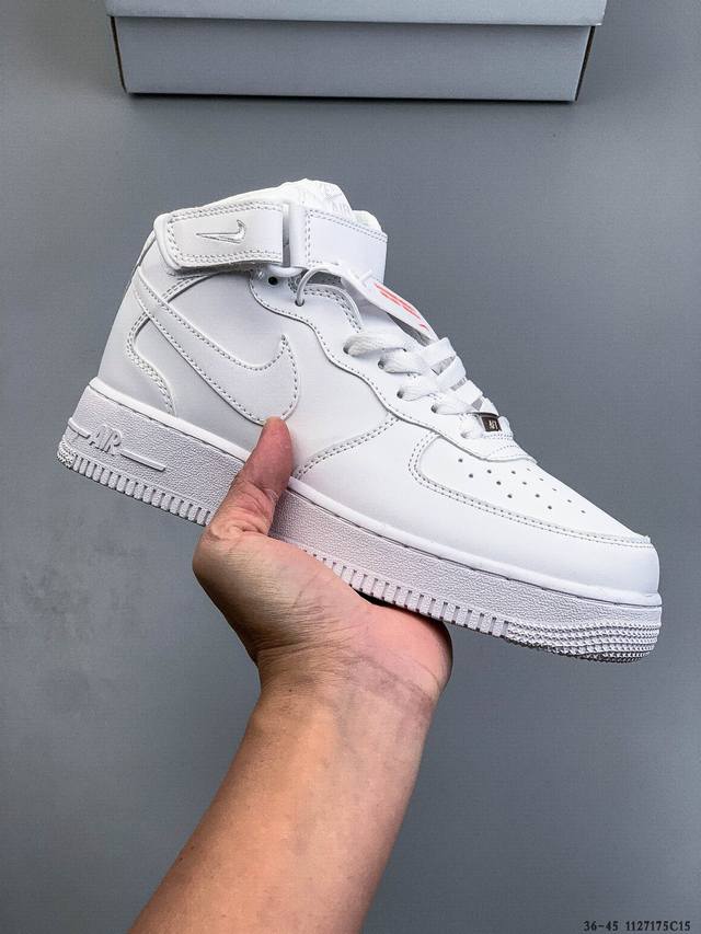 二层真标！耐克Nike Air Force 1 Mid 空军一号中帮经典百搭休闲板鞋 1127175C15