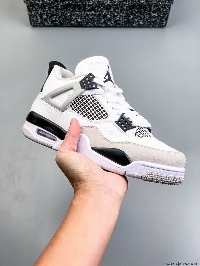 纯原版本！Air Jordan 4 Retro Og Cement Aj4 乔4 复古休闲运动篮球鞋 正确鞋舌立体高频 原厂数据 最新原厂底模 原厂纸板 112