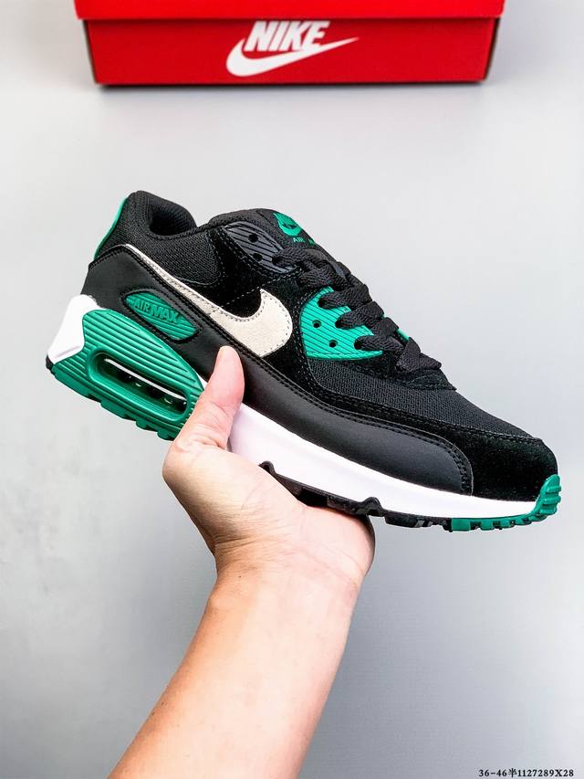 公司级！耐克 Wmns Nike Air Max 90 Oreo 半掌气垫全皮复古运动休闲慢跑鞋 1127289X28