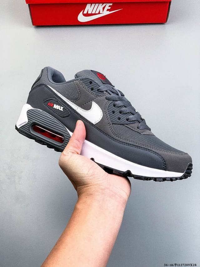 公司级！耐克 Wmns Nike Air Max 90 Oreo 半掌气垫全皮复古运动休闲慢跑鞋 1127289X28