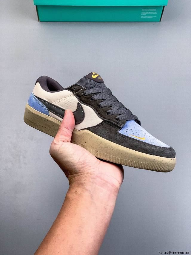 耐克Nike Sb Force 58是一款将前沿创新带入街头的单品，它具有硫化杯底，具有出色的耐用性和灵活性。使用帆布和绒面革，在饰面上放置通风口，它自始至终都