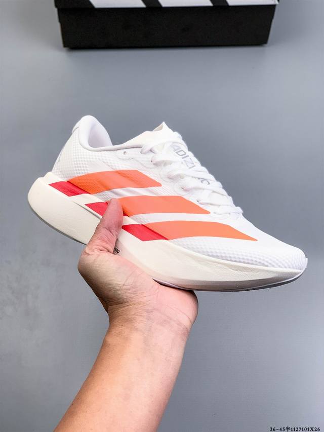 Adidas Adizero Evo Sl M马拉松飞线贾卡轻质透气休闲运动跑步鞋 采用双层透气网纱 Flywire动态飞线绑缚鞋面材质 内置Zoom小气垫装置