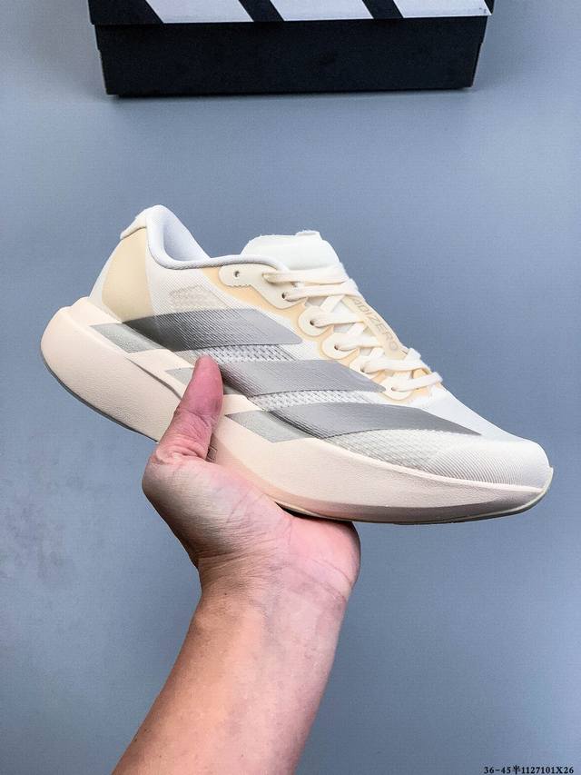 Adidas Adizero Evo Sl M马拉松飞线贾卡轻质透气休闲运动跑步鞋 采用双层透气网纱 Flywire动态飞线绑缚鞋面材质 内置Zoom小气垫装置