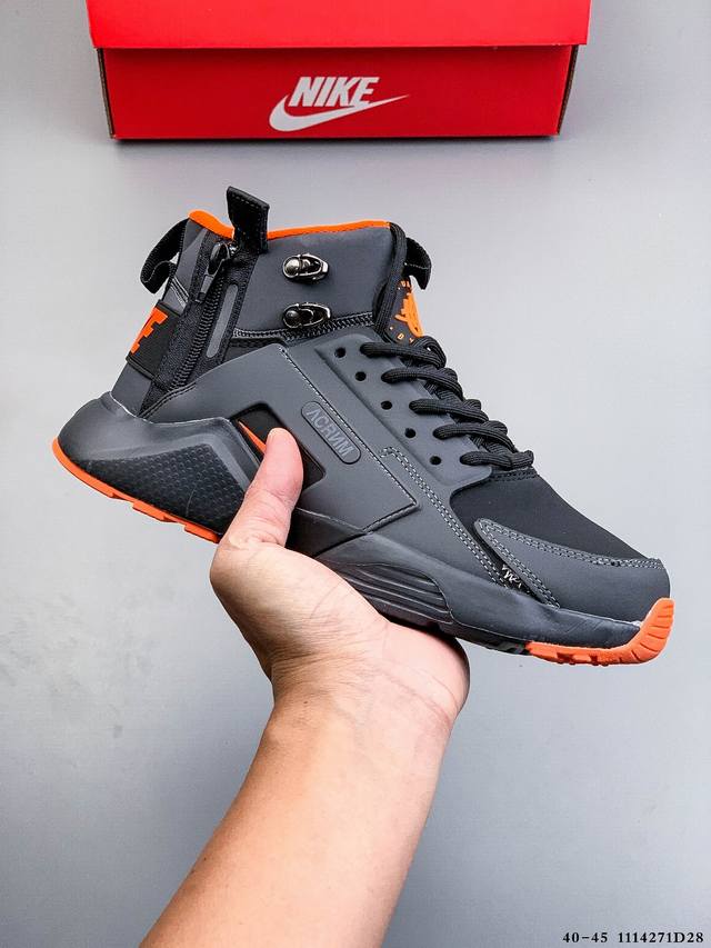 Nike Air Huarache City Mid Lea华莱士五代中帮拉链磨砂皮 全皮面料 运动休闲鞋 1114271D28