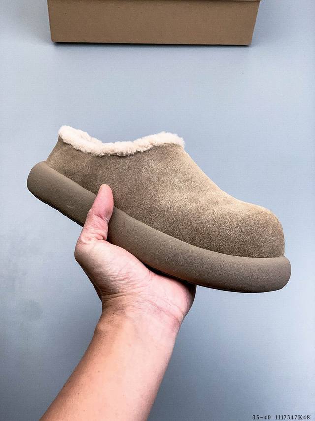 Ugg女秋冬Elea懒人鞋浅口休闲包头拖鞋一脚蹬！明星同款广州外贸大厂生产鞋头到鞋垫真羊皮毛一体独立外盒包装芯片带防水工艺区别市面任何版本 独立原版开发大底羊绒