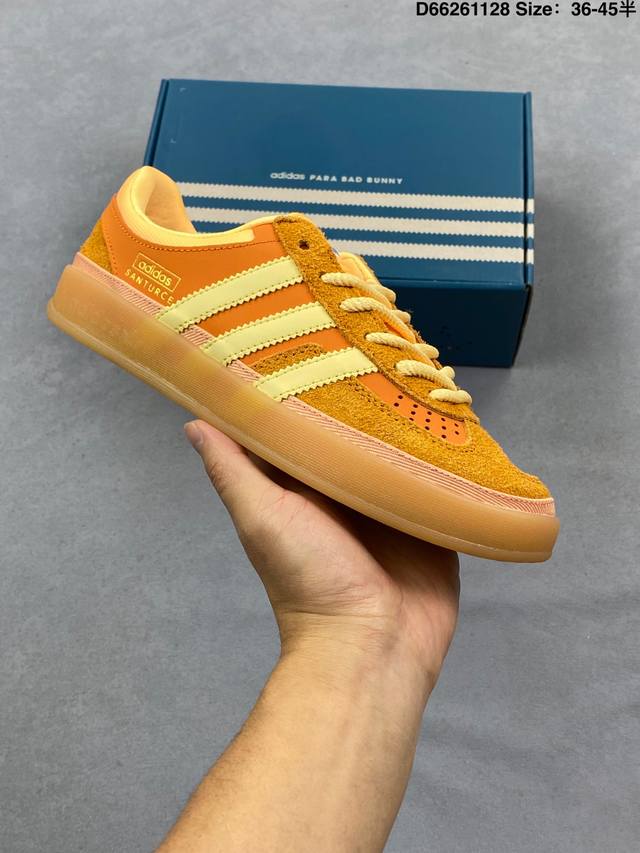 Bad Bunny X Adidas Originals Gazelle Indoor 舒适百搭 耐磨 低帮 板鞋 男女同款 橙色 货号:Js5050 Js50