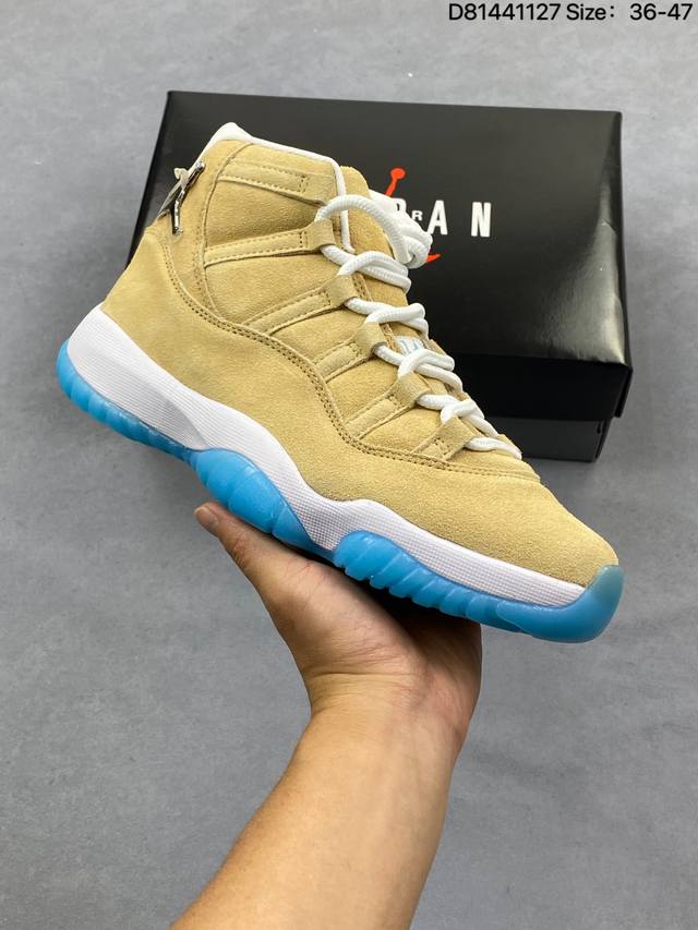Nike Air Jordan 11 Retro Concord Aj11代 康扣 迈克尔 乔丹高帮运动文化篮球鞋 升级原楦原纸版数据开发版型 采用漆皮镀膜牛培